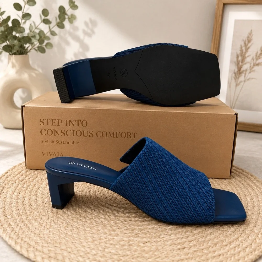 VIVAIA Denim Blue Knit Mule Heels | EU 40 / US 9 - Picture 6 of 8